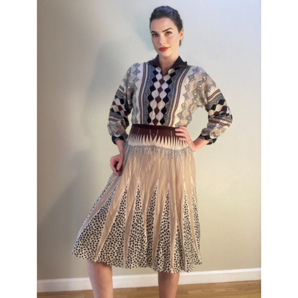 Vintage 1970s Dress Unmarked Mixed Print Tribal Cottage Core ~ Funky & Fabulous
